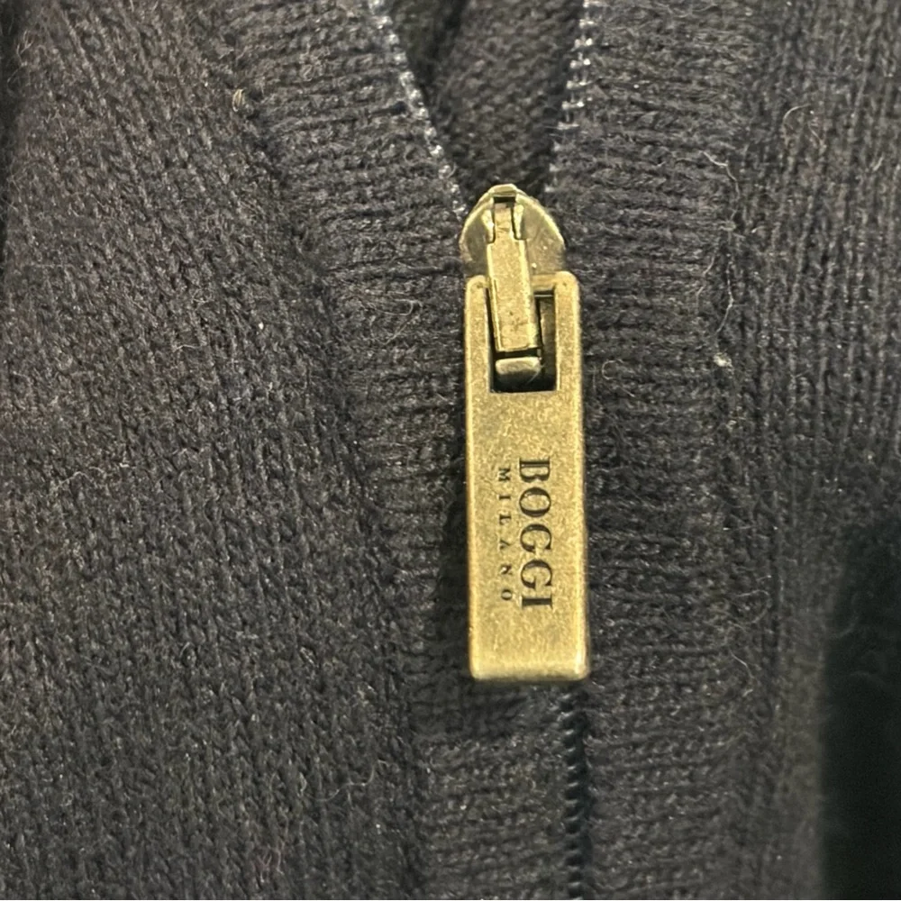 Boggi Milano 1/4 Zip Sweater Mens XL Navy Blue Cashmere Blend Mock Neck Luxury - Picture 5 of 9